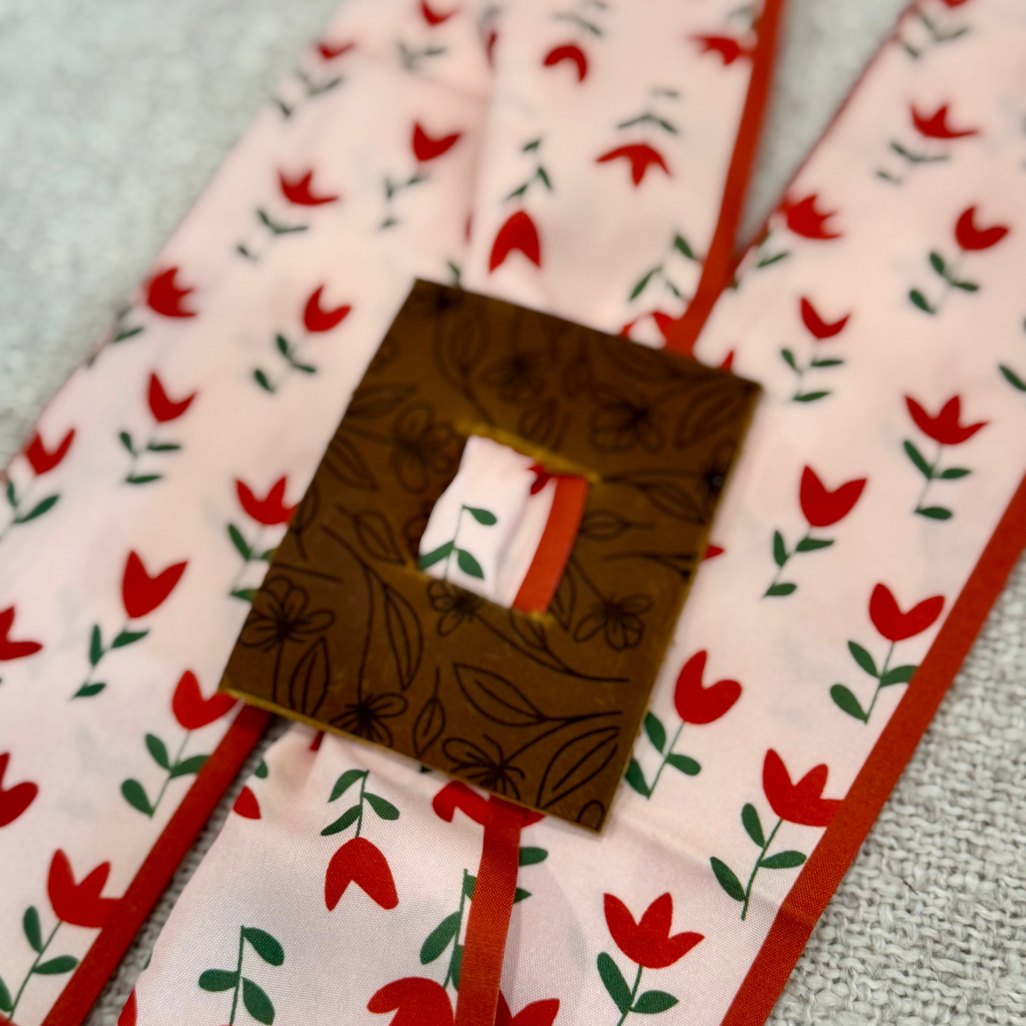 Red Tulip - Dark Brown Floral Leather Hair Accessory