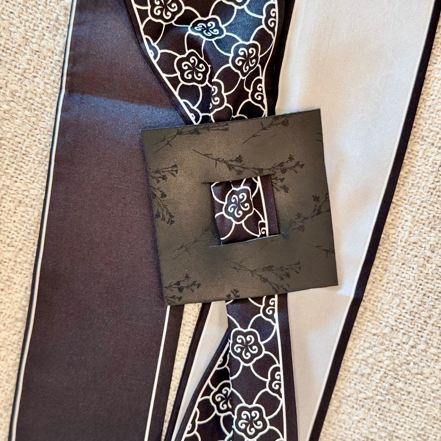 Black & White - Black Floral Leather Hair Accessory