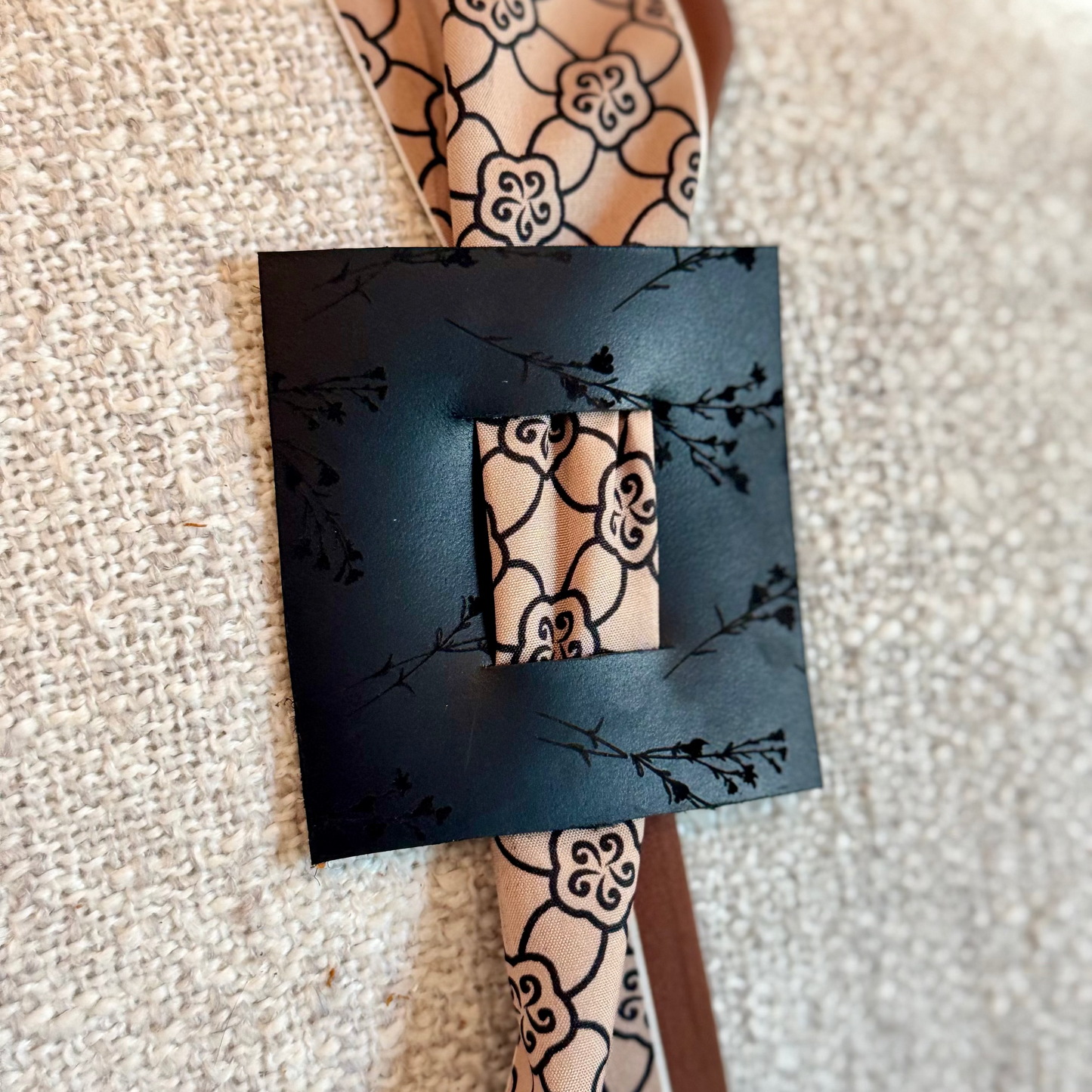 Black & Tan - Black Floral Leather Hair Accessory