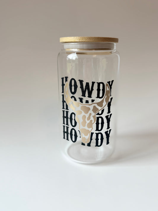 Howdy (Skull) Glass Cup