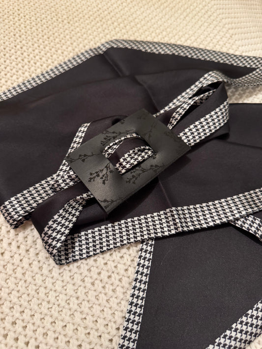 Houndstooth & Floral Leather Hair Piece