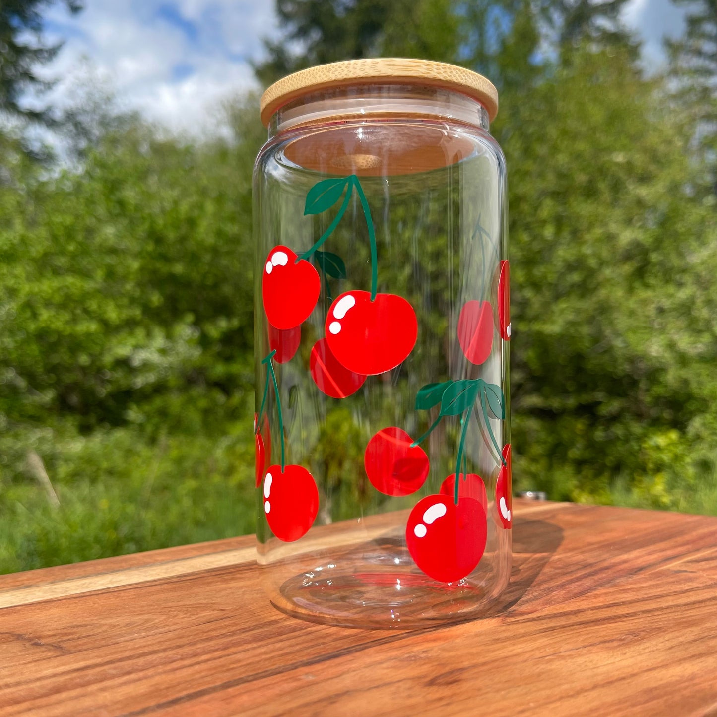 Cherries Glass Cup