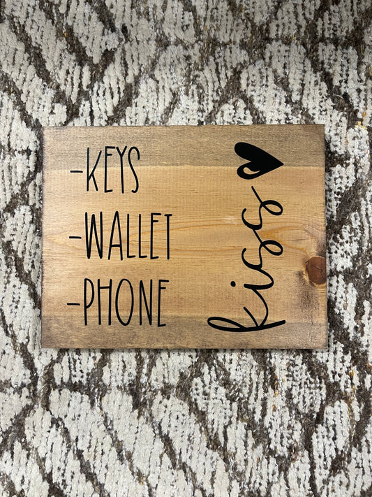 Keys, Wallet, Phone, Kiss Sign