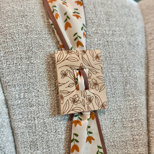 Yellow Tulip - Light Brown Floral Leather Hair Accessory