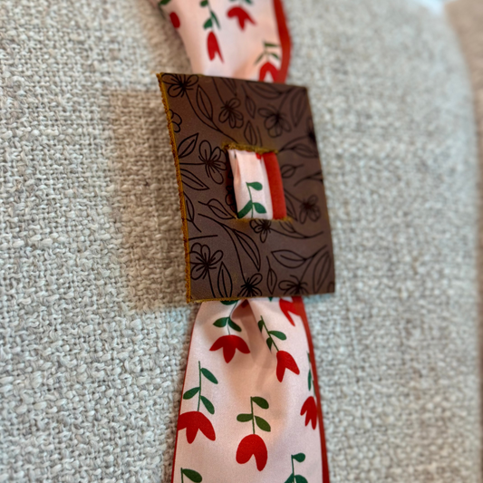 Red Tulip - Dark Brown Floral Leather Hair Accessory