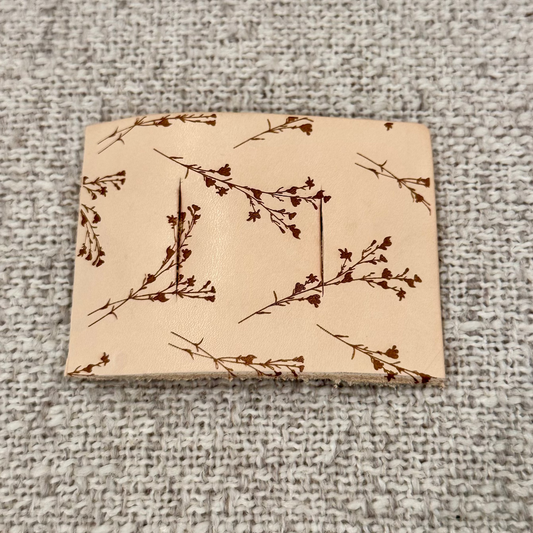 Light Brown Leather Piece - Floral Stems