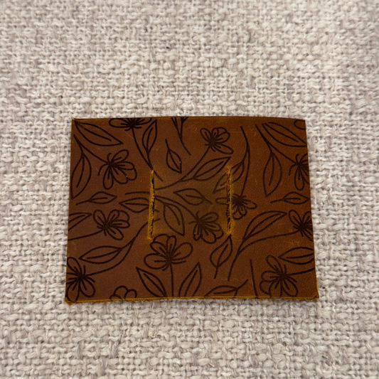 Dark Brown Leather Piece - Floral