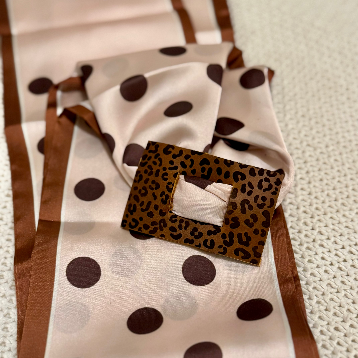 Mia Polkadot Leopard Leather Hair Piece