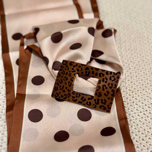 Mia Polkadot Leopard Leather Hair Piece