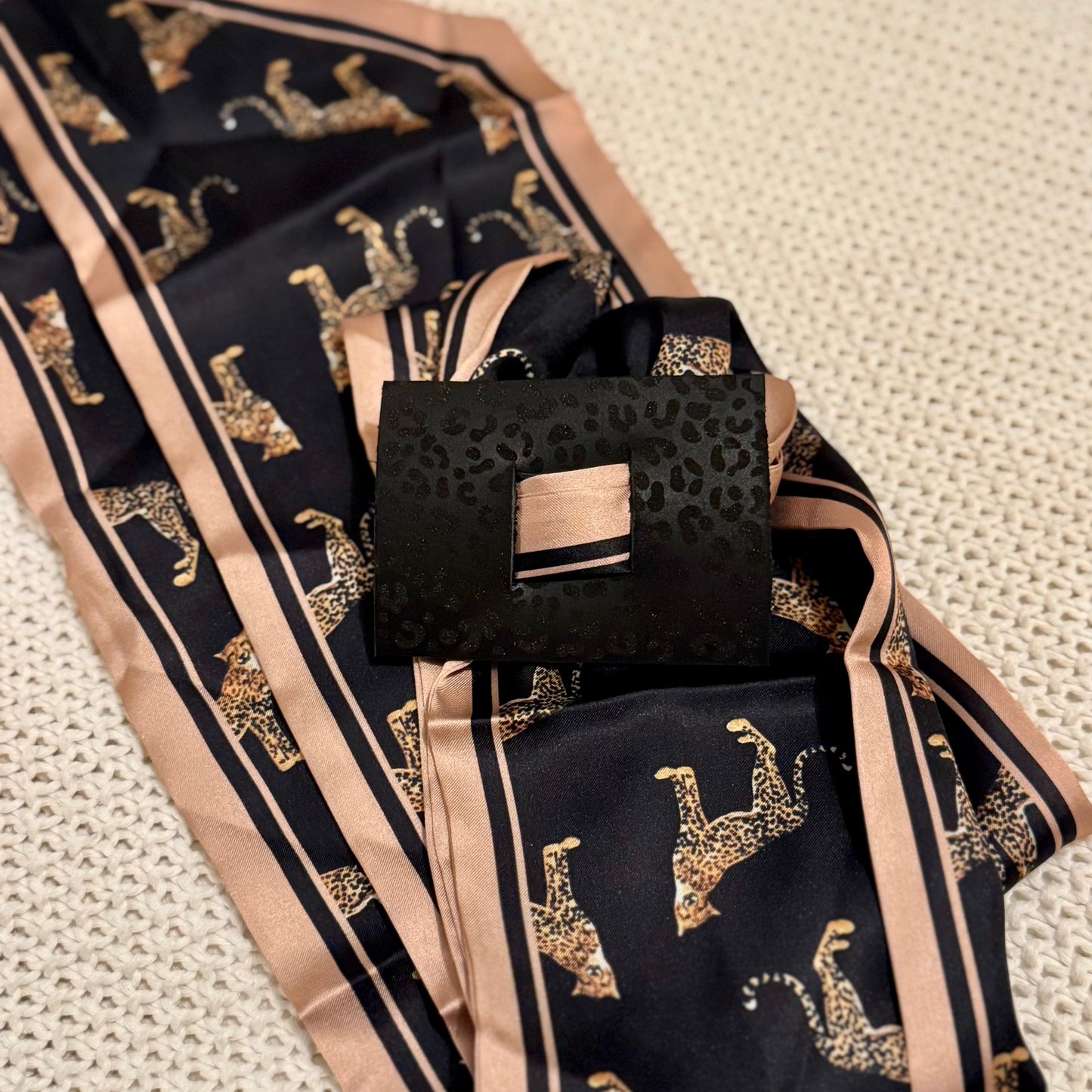 Leopards on Leopard Leather Hair Piece