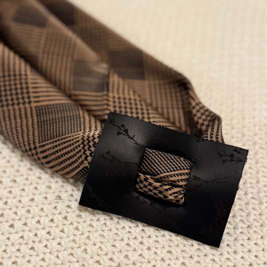 Black Tan & Floral Leather Hair Piece