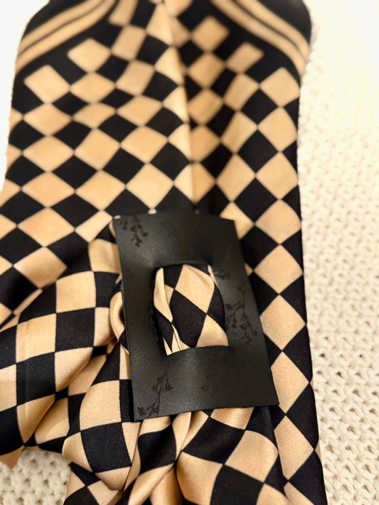 Checked & Floral Leather Hair Piece