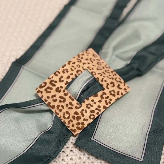 Sage & Leopard Leather Hair Piece