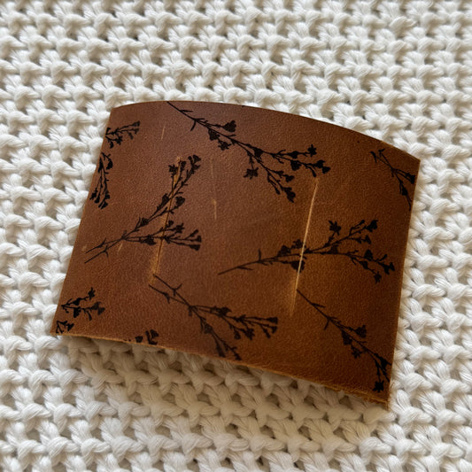 Dark Brown - Floral Stems Leather Piece